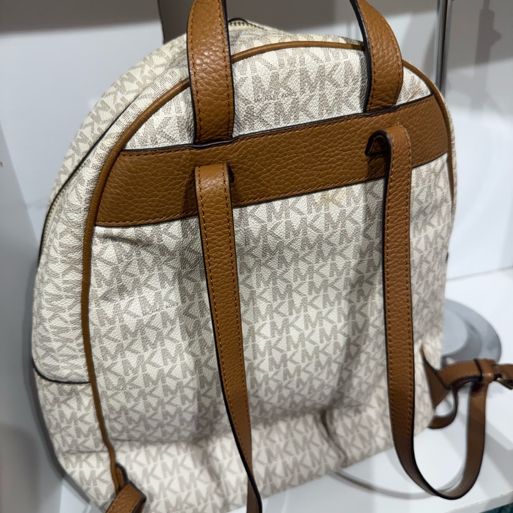 Michael Kors Signature Cream and Tan Backpack - Picture 3 of 4